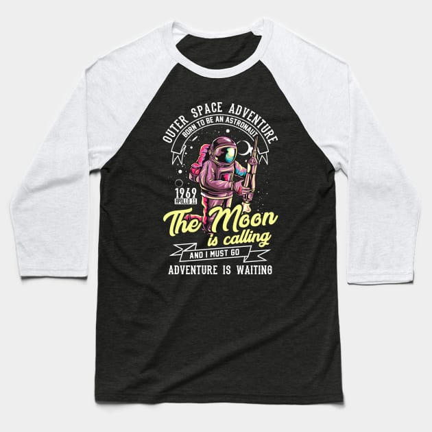 1969 Apollo 11 Moon Landing Baseball T-Shirt by E